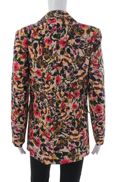 Something Navy Womens Multicolor Floral Linen Button Jacket Size XS