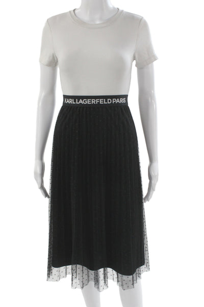 Karl Lagerfeld Women A-Line Skirt Black Polyester Knee Length Size XL
