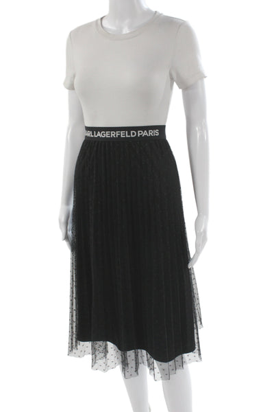 Karl Lagerfeld Women A-Line Skirt Black Polyester Knee Length Size XL