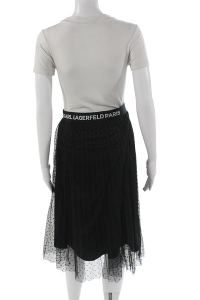 Karl Lagerfeld Women A-Line Skirt Black Polyester Knee Length Size XL