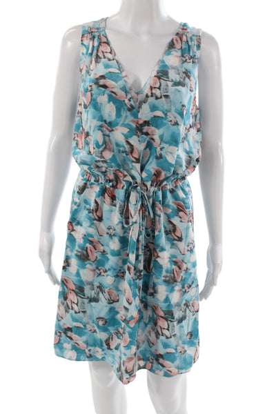 Rebecca Taylor Womens Blouson Floral Silk V-Neck Sleeveless Short Dress Size 0