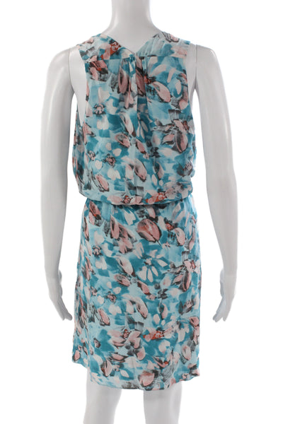 Rebecca Taylor Womens Blouson Floral Silk V-Neck Sleeveless Short Dress Size 0
