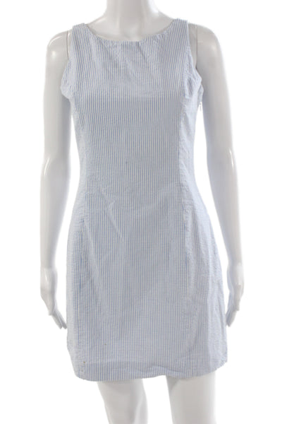 Southern Tide Women Sheath Blue Striped Boatneck Sleeveless Short Size 0