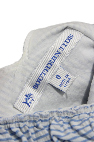 Southern Tide Women Sheath Blue Striped Boatneck Sleeveless Short Size 0