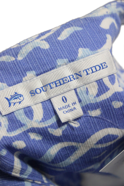 Southern Tide Women Fit & Flare V-Neck Blue Cotton Dress Size 0