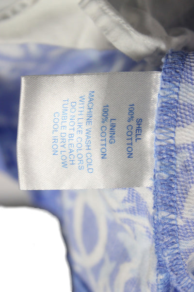 Southern Tide Women Fit & Flare V-Neck Blue Cotton Dress Size 0