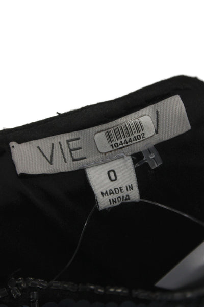 Vie Womens Sheath Dress Black Geometric Sleeveless Round Neck Short Size 0