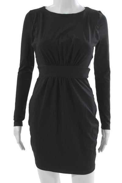 Susana Monaco Womens Black Bodycon Dress Long Sleeve Nylon Size S