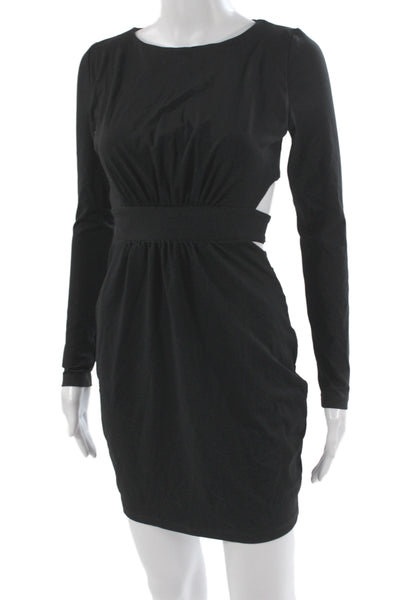 Susana Monaco Womens Black Bodycon Dress Long Sleeve Nylon Size S