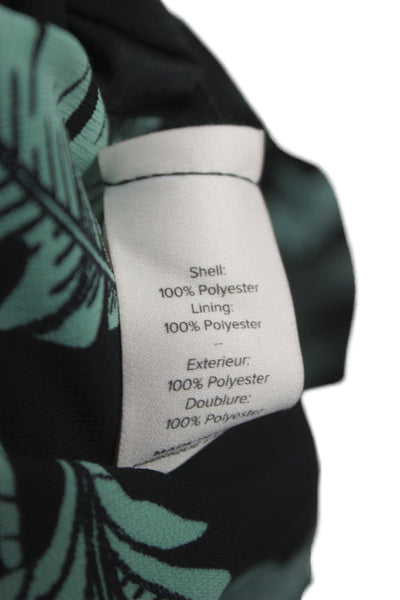 Cinq A Sept Women Wrap Dress Black Tropical Floral Short Sleeve Size 0