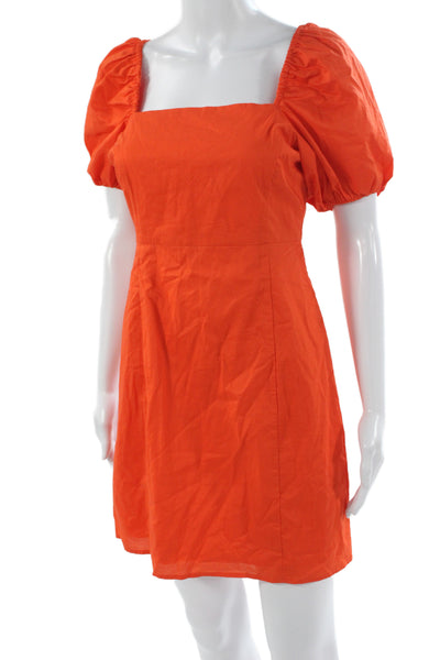 Sanctuary Womens Orange Mini Dress Square Neck Short Sleeve Size 2