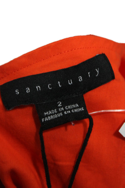 Sanctuary Womens Orange Mini Dress Square Neck Short Sleeve Size 2