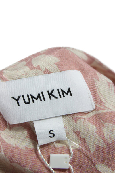 Yumi Kim Womens Fit & Flare Silk Pink V-Neck Short Sleeve Short Dress Size S