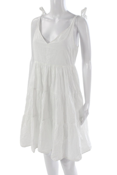 Peter Som Women Sundress White Cotton V-Neck Short Boho Size 2