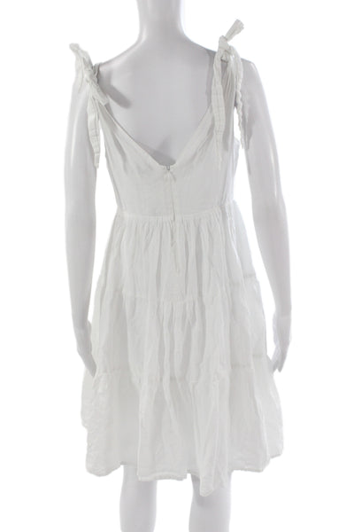 Peter Som Women Sundress White Cotton V-Neck Short Boho Size 2