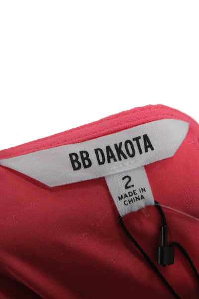 BB Dakota Womens Maxi V-Neck Button Front Pink Rayon Dress Short Sleeve Size 2