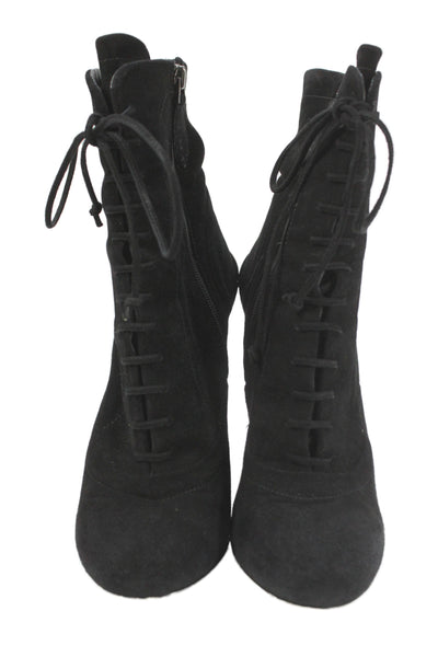 Alaia Womens Suede Lace Up Wedge Boots Black Size 36.5 6.5
