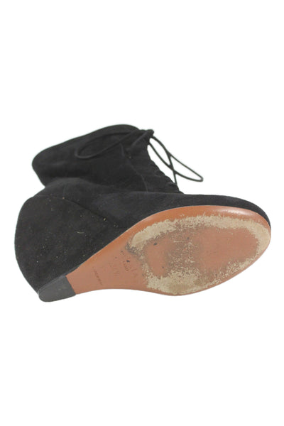Alaia Womens Suede Lace Up Wedge Boots Black Size 36.5 6.5