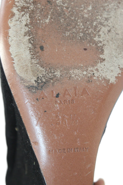 Alaia Womens Suede Lace Up Wedge Boots Black Size 36.5 6.5