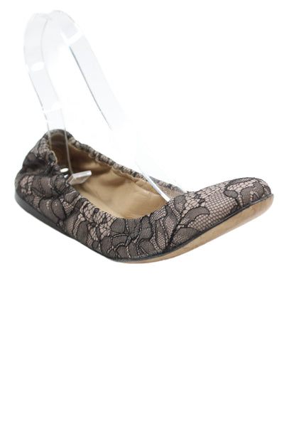 Valentino Womens Lace Round Toe Ballet Flats Black Size 36.5 6.5