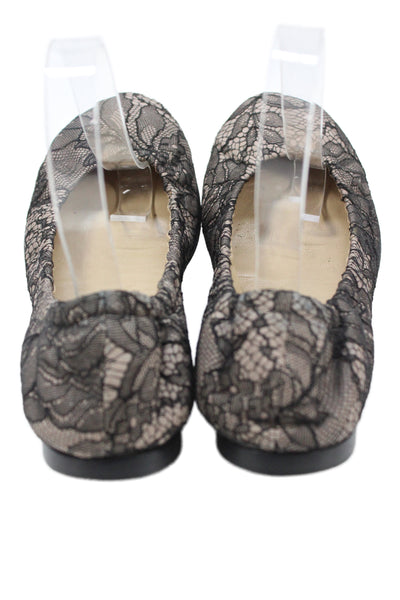Valentino Womens Lace Round Toe Ballet Flats Black Size 36.5 6.5