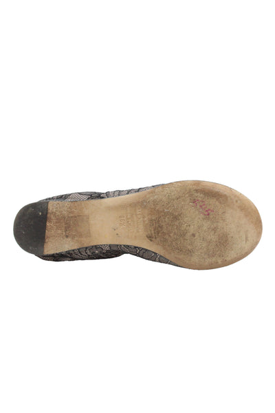 Valentino Womens Lace Round Toe Ballet Flats Black Size 36.5 6.5
