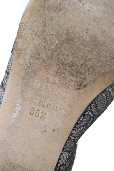 Valentino Womens Lace Round Toe Ballet Flats Black Size 36.5 6.5