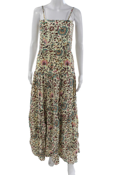 Raga Women Maxi Floral Cotton Square Neck Sleeveless Zip Mid-Calf Dress Size XS