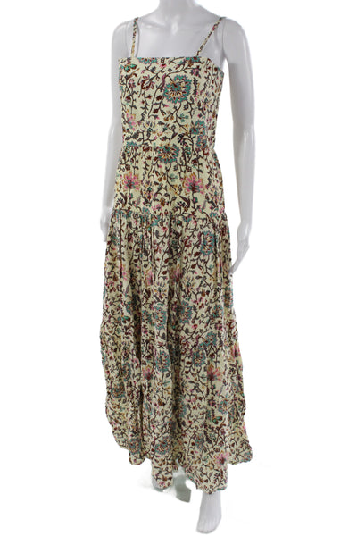 Raga Women Maxi Floral Cotton Square Neck Sleeveless Zip Mid-Calf Dress Size XS
