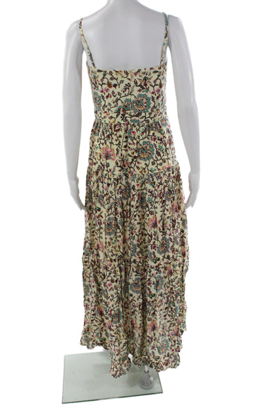 Raga Women Maxi Floral Cotton Square Neck Sleeveless Zip Mid-Calf Dress Size XS