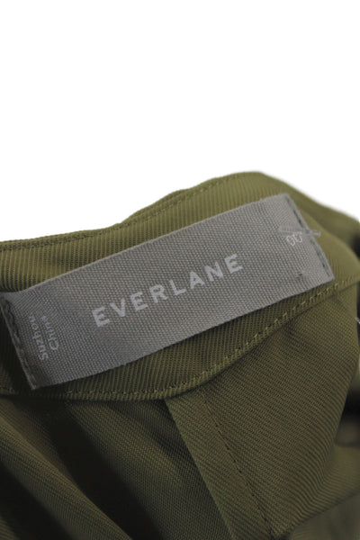 Everlane Womens Wrap Dress Green V-Neck 3/4 Sleeve Tie Waist Size 00