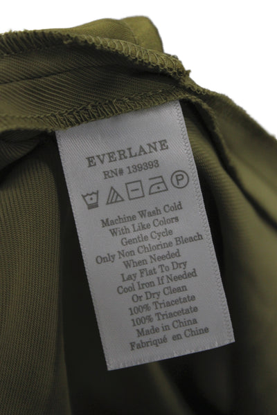 Everlane Womens Wrap Dress Green V-Neck 3/4 Sleeve Tie Waist Size 00