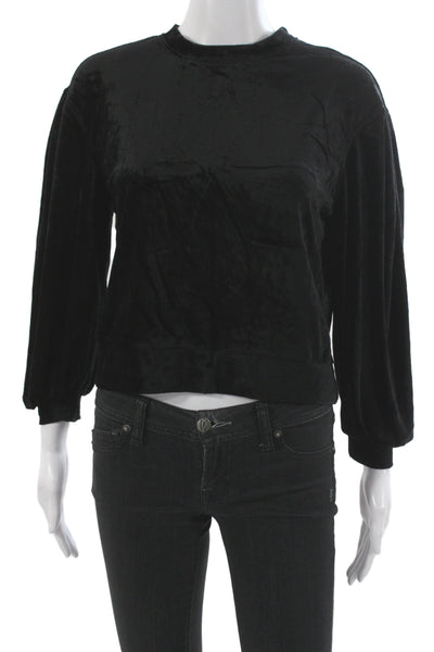 Something Navy Womens Basic Viscose Black Crew Neck Long Sleeve Blouse Size XS