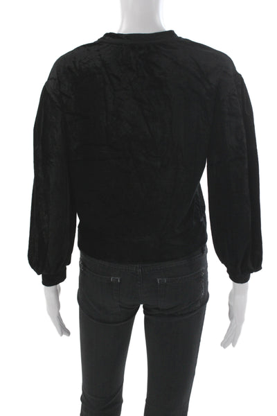 Something Navy Womens Basic Viscose Black Crew Neck Long Sleeve Blouse Size XS