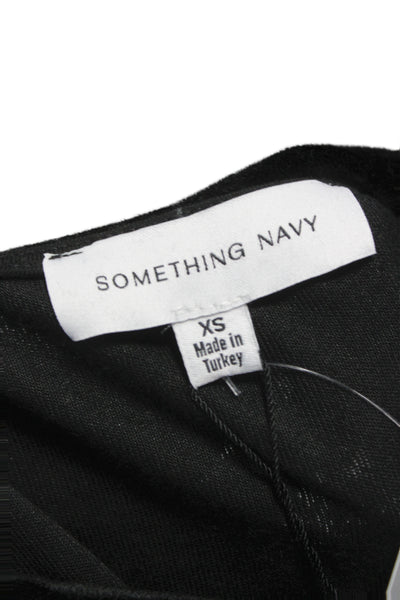 Something Navy Womens Basic Viscose Black Crew Neck Long Sleeve Blouse Size XS