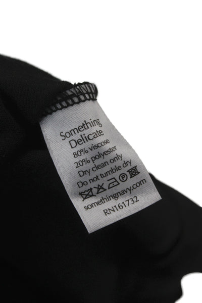 Something Navy Womens Basic Viscose Black Crew Neck Long Sleeve Blouse Size XS