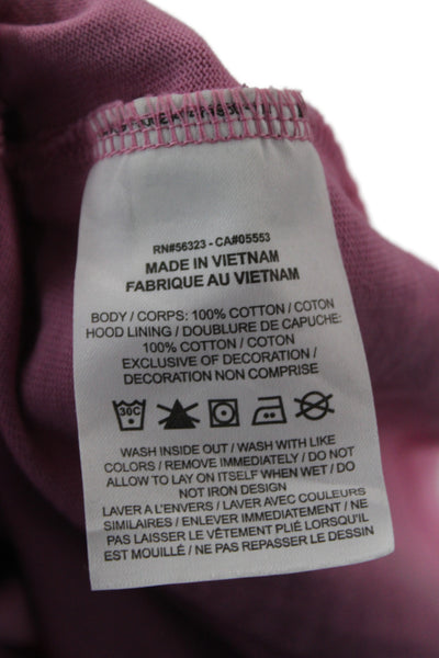 Nike Women Pink Cotton Pullover Hoodie Drawstring Long Sleeve Sports Size M