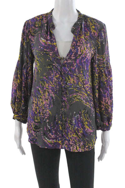 Parker Women Tunic Multicolor V-Neck Long Sleeve Abstract Size XS