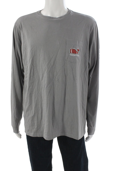Vineyard Vines Mens Basic Graphic Football Long Sleeve T-Shirt Gray Size L