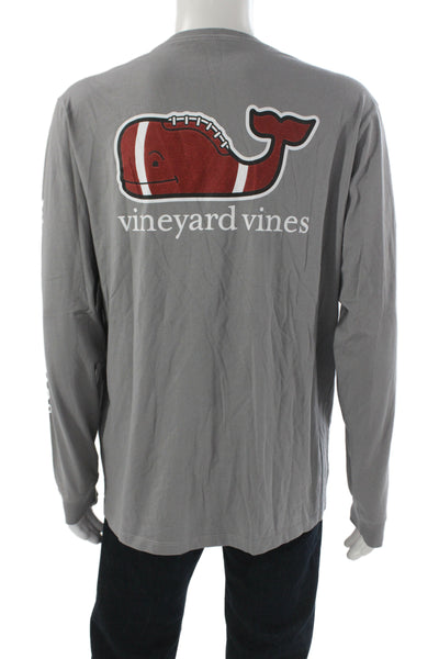 Vineyard Vines Mens Basic Graphic Football Long Sleeve T-Shirt Gray Size L