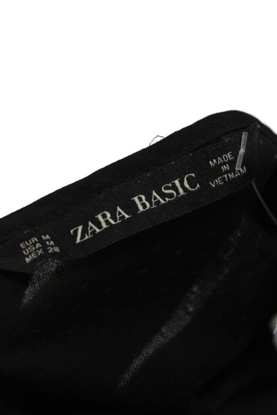 Zara Women Camisole Black V-Neck Sleeveless Polyester Size M