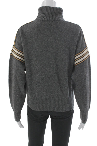 Sandro Women Gray Striped Wool Turtleneck Pullover Size M