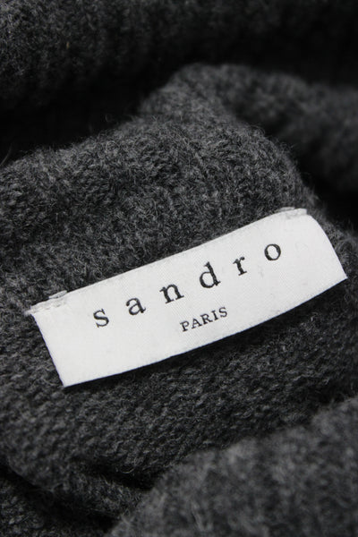 Sandro Women Gray Striped Wool Turtleneck Pullover Size M