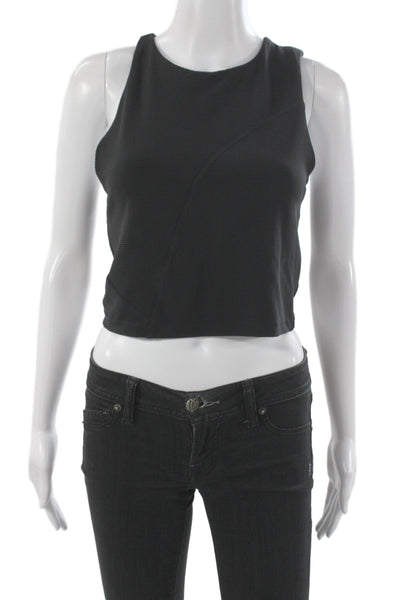 Lululemon Womens Cropped Black Nylon Sleeveless Tank Crew Neck Size S