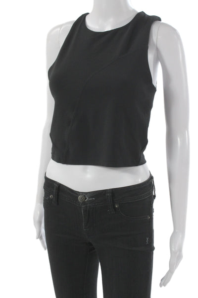Lululemon Womens Cropped Black Nylon Sleeveless Tank Crew Neck Size S