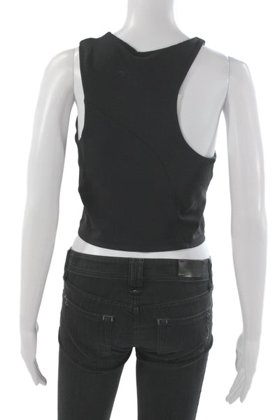 Lululemon Womens Cropped Black Nylon Sleeveless Tank Crew Neck Size S
