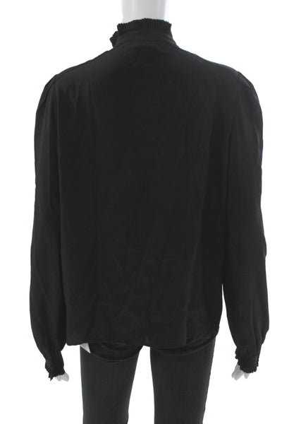 Zadig & Voltaire Deluxe Women Silk Victorian High Neck Blouse Black Size M