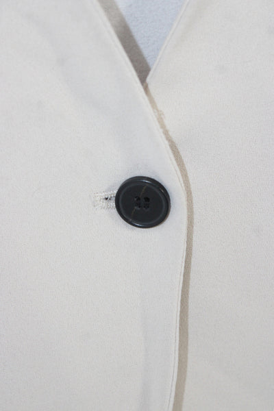 Club Monaco Womens Ivory Solid Polyester Blazer Long Sleeve Button Size 6