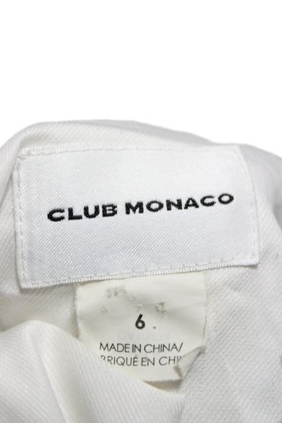 Club Monaco Womens Ivory Solid Polyester Blazer Long Sleeve Button Size 6