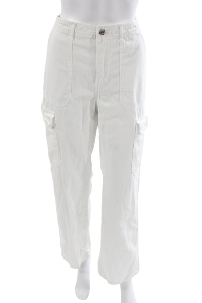 Zara Women Cargo Pants White Cotton Inseam 28in Size 6